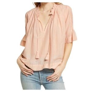 Faherty Arcadia Tie Front Top in Dusty Pink